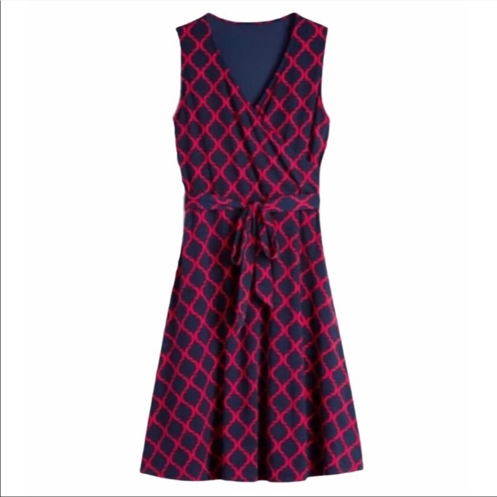 41 Hawthorn Kassidy Faux Wrap Dress Size Large Navy Geometric Print Stitch Fix